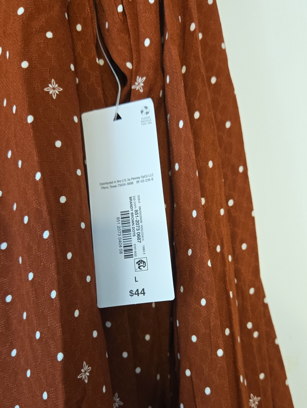 Liz Claiborne Women's Rust Brown Printed Blouse Size Large Long Sleeve Business - Picture 6 of 10